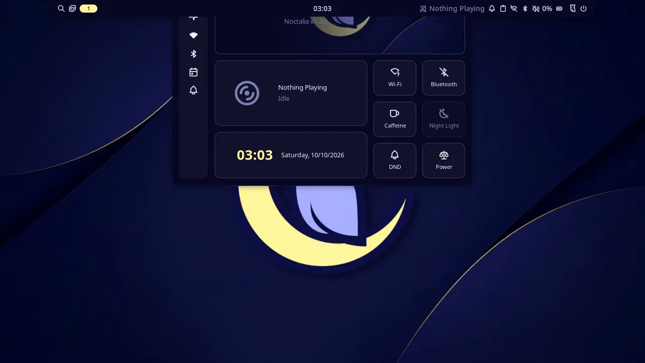 Noctalia’s control center opened by shell_panel in a headless nested niri